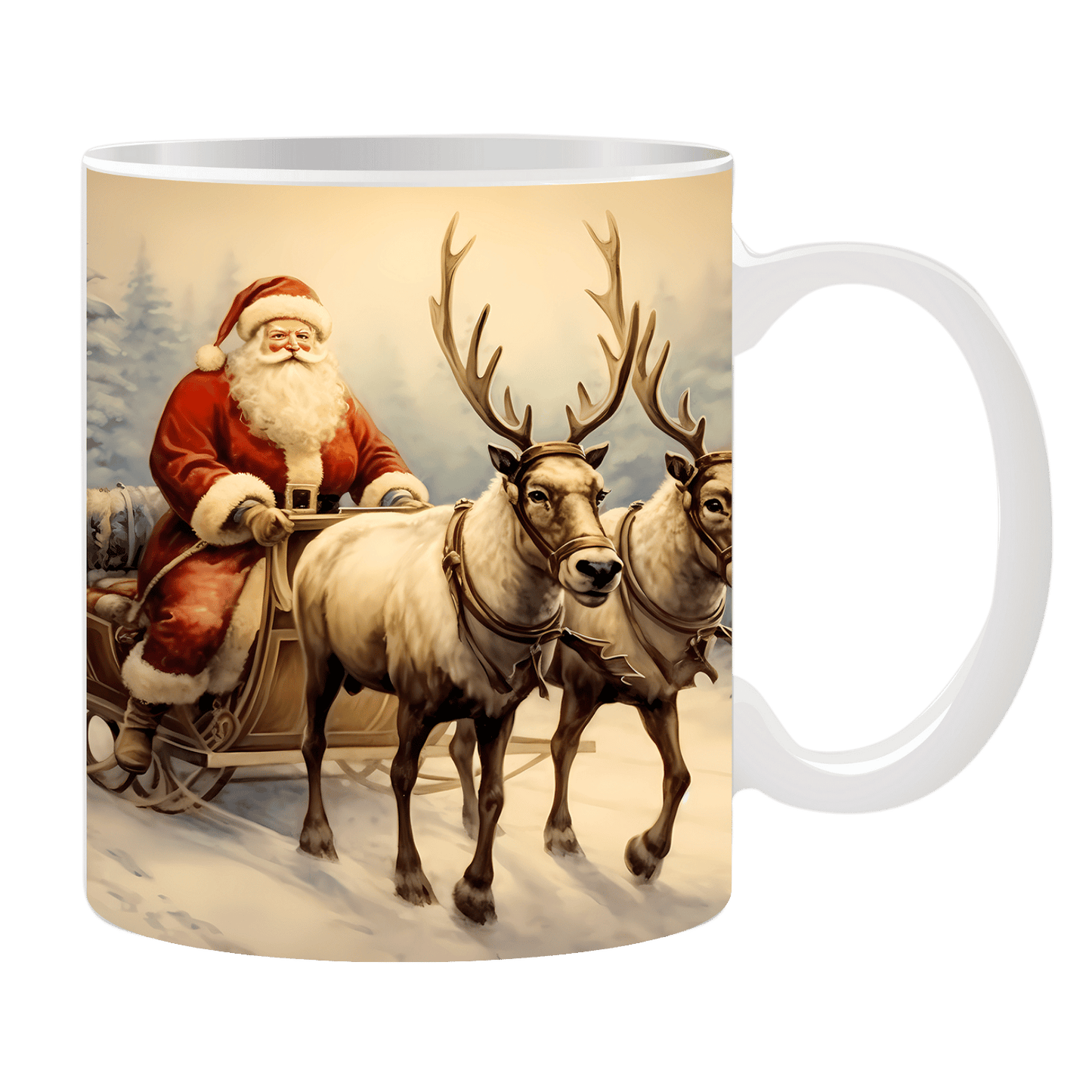 Tasse Weihnachtsmann mit Rentiere