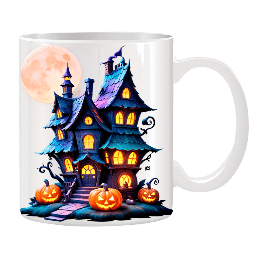 Tasse lilablaues Haus