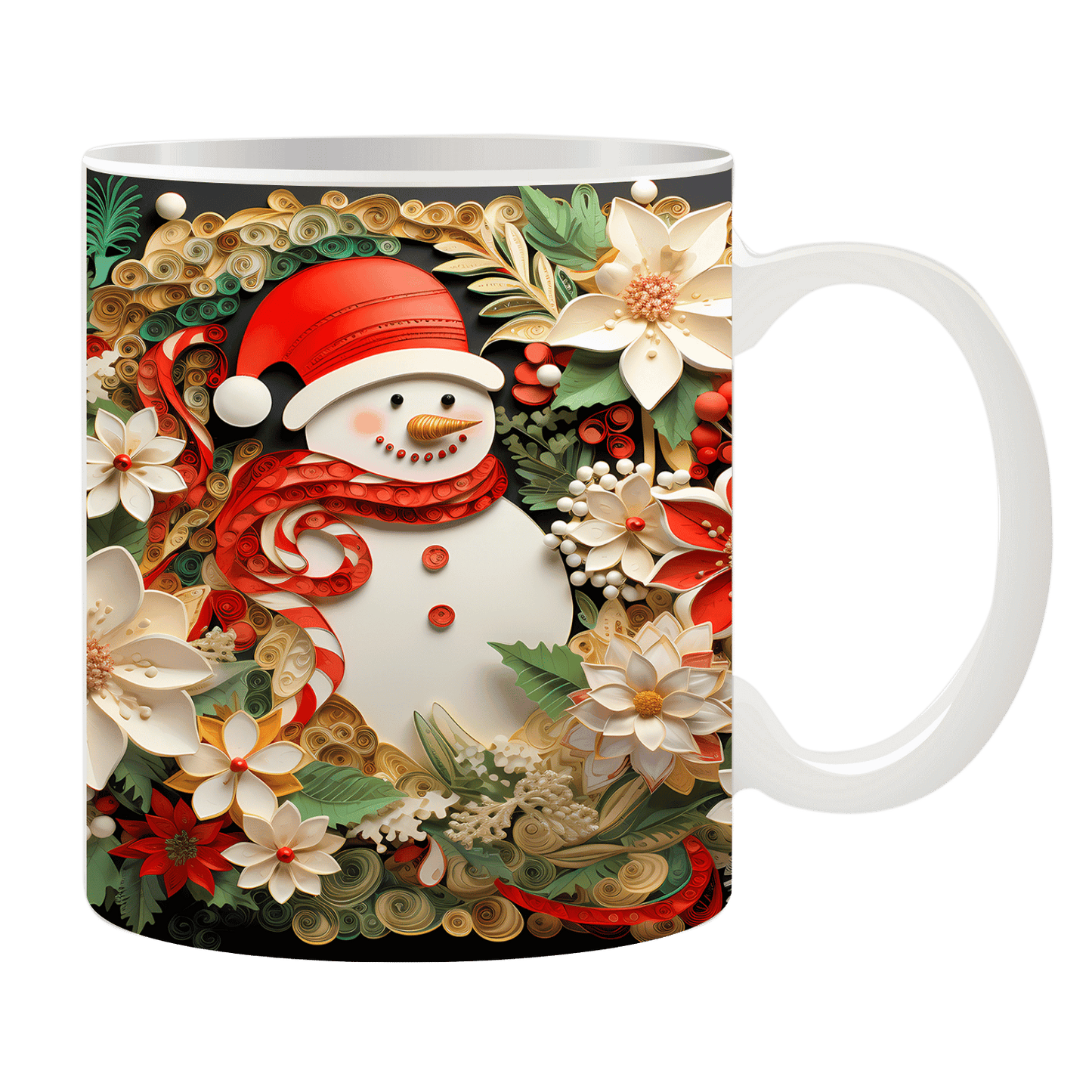Tasse Schneeman mit Blumen