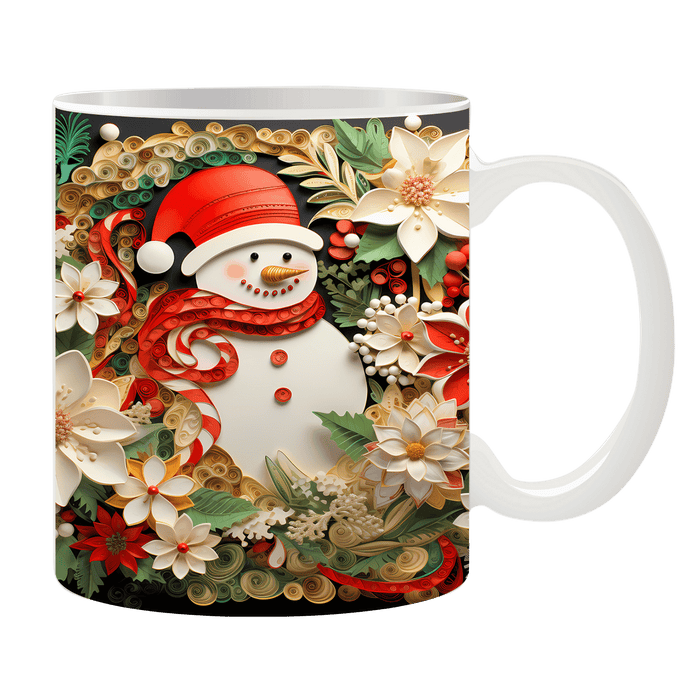 Tasse Schneeman mit Blumen