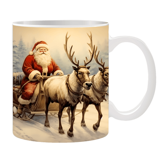 Tasse Weihnachtsmann mit Rentiere