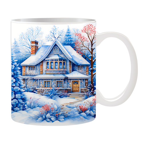 Tasse Haus mit Blauem Wald