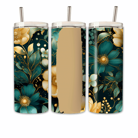 Tumbler Grüne Blume Personalisierbar