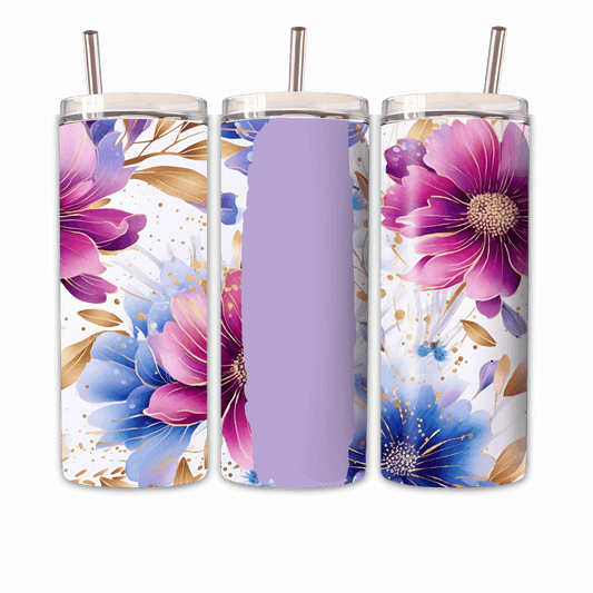 Tumbler Pinkblaue Blume Personalisierbar