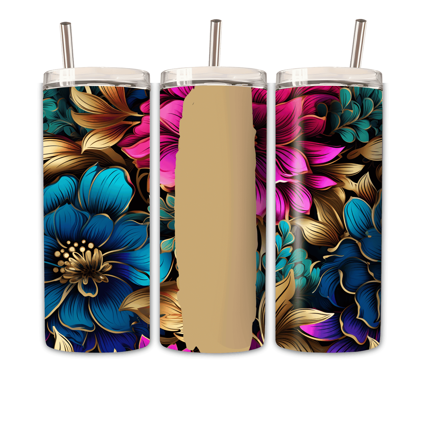 Tumbler Bunte Blume 3 Personalisierbar