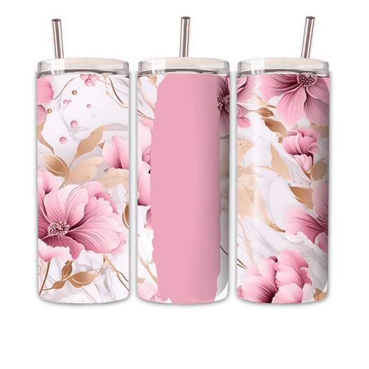 Tumbler Goldpinke Blume 4 Personalisierbar
