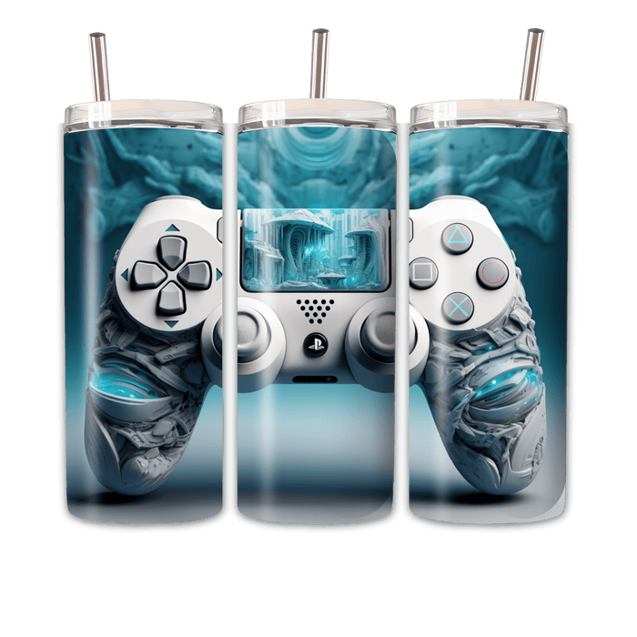 Gaming Tumbler weißblauer Controller