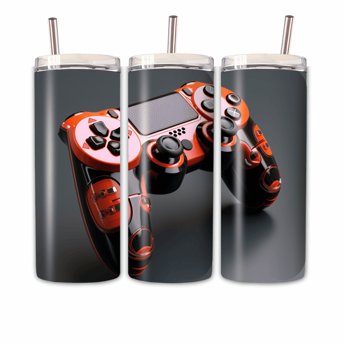 Gaming Tumbler orangeschwarzer Controller