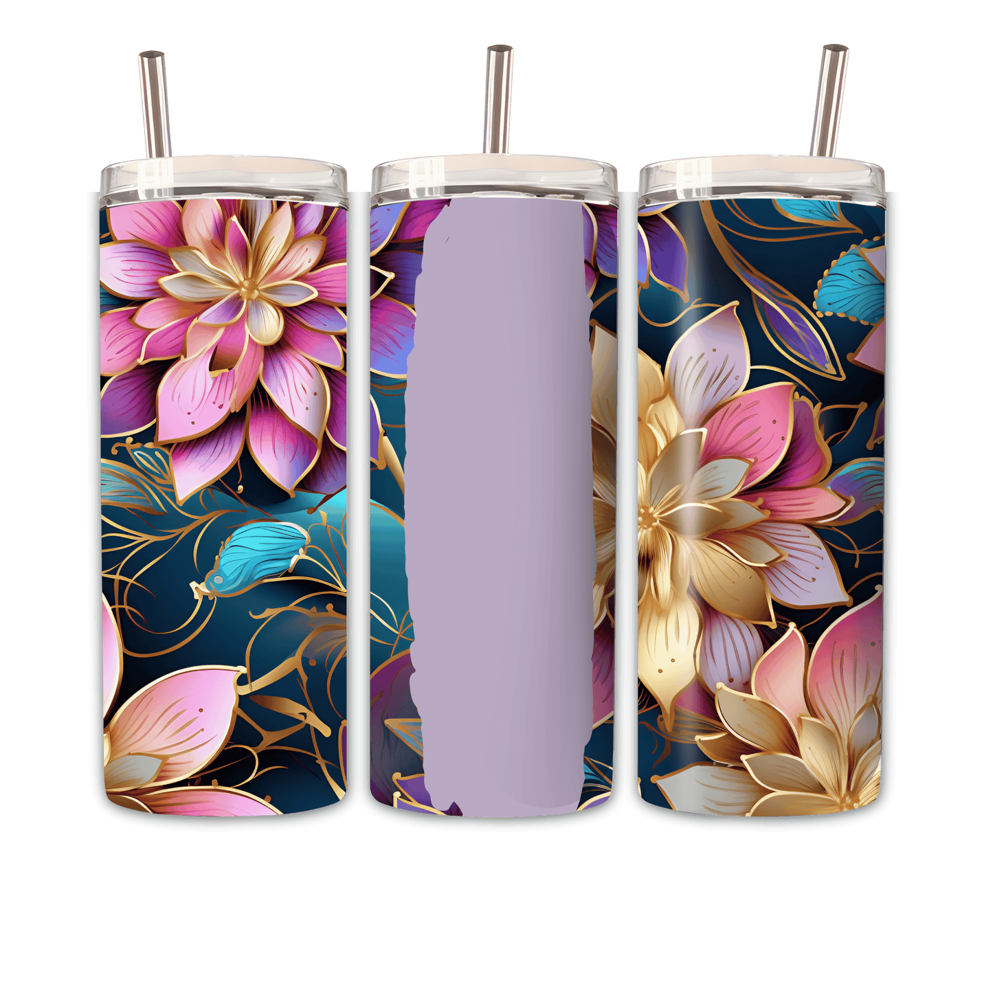 Tumbler Bunte Blume Personalisierbar