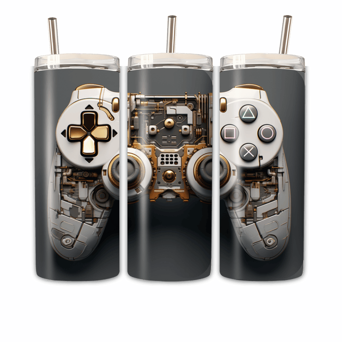 Gaming Tumbler weißgolderner Controller