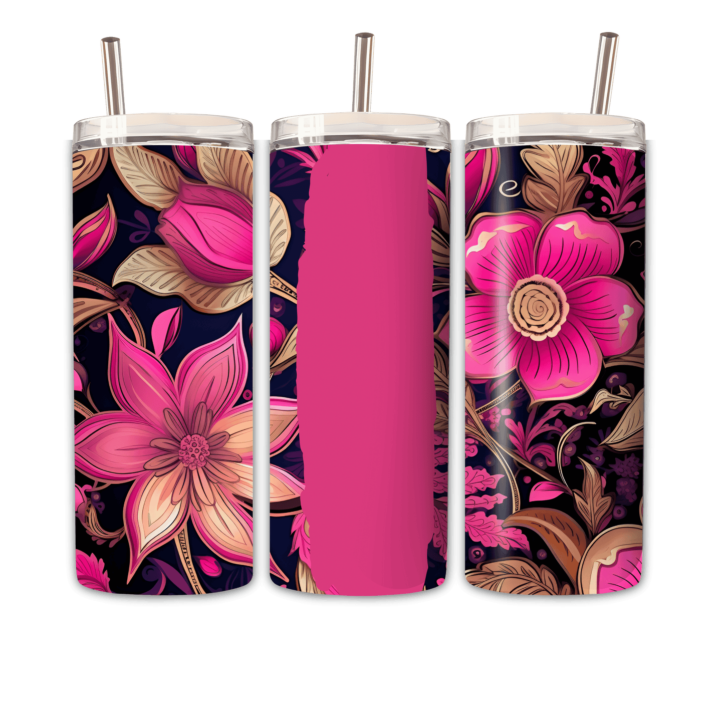 Tumbler Pinke Blumen Personalisierbar