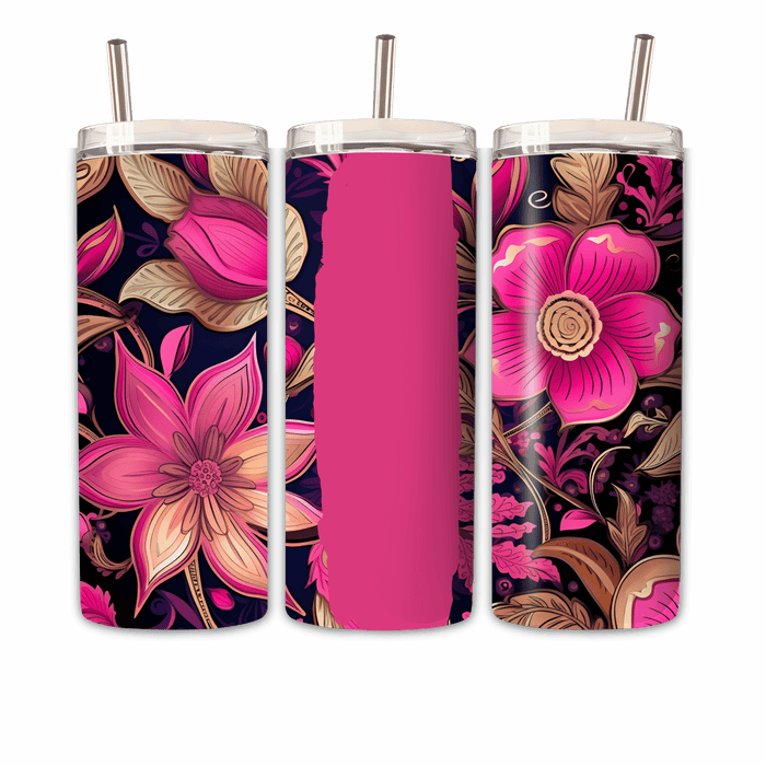 Tumbler Pinke Blumen Personalisierbar