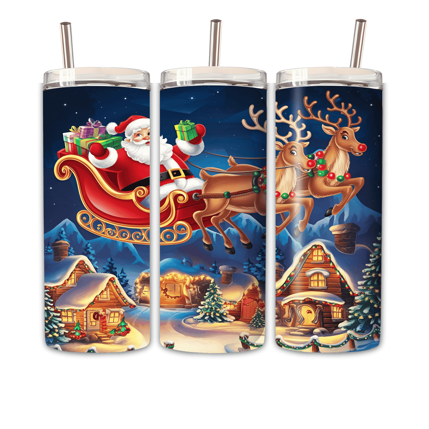 Tumbler Weihnachtsman Und Rentiere