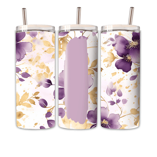 Tumbler Goldlilane Blume Personalisierbar